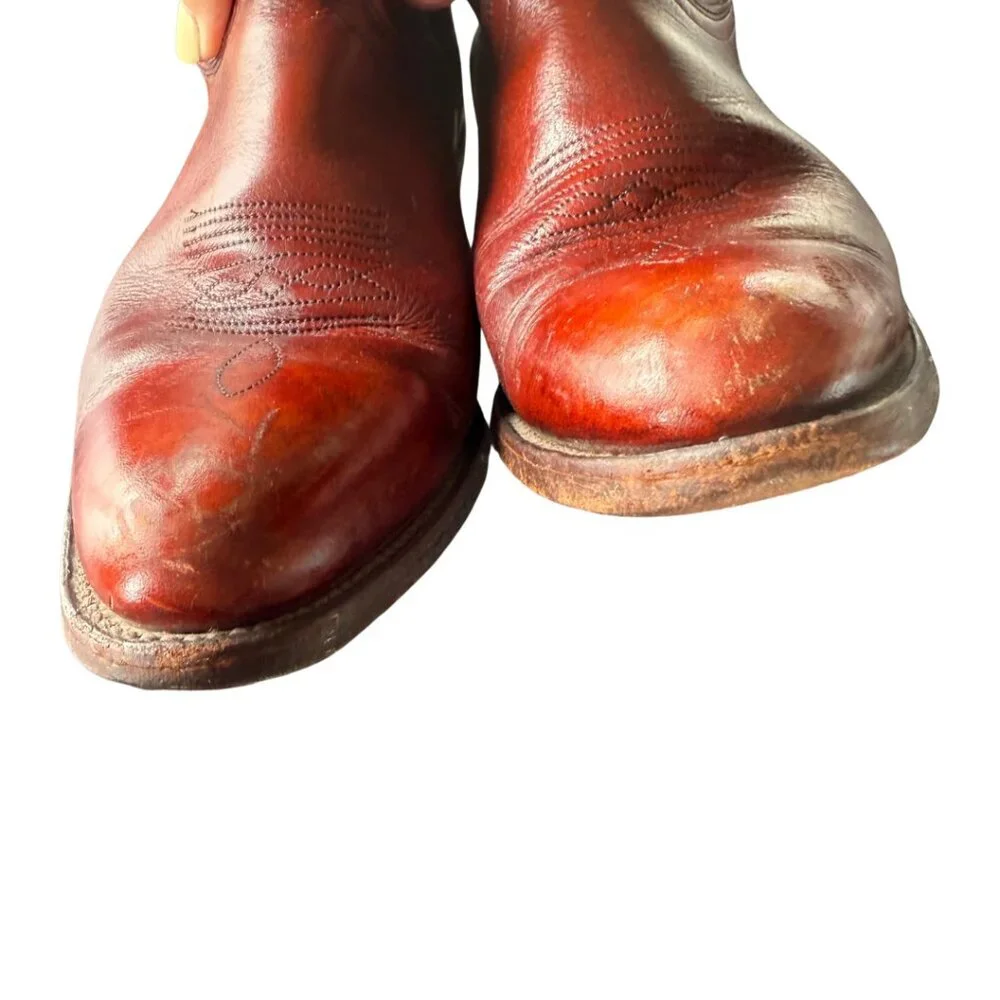 FRYE Mens Billy Mahogany Vintage Leather Western Cowboy Boots Mens Size 9.5 - Picture 8 of 9